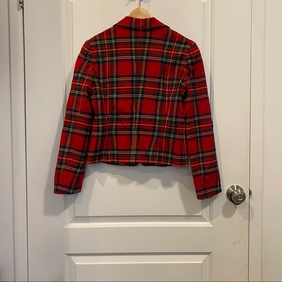 Moschino Jeans Red Plaid Tartan Jacket - Picture 3 of 3